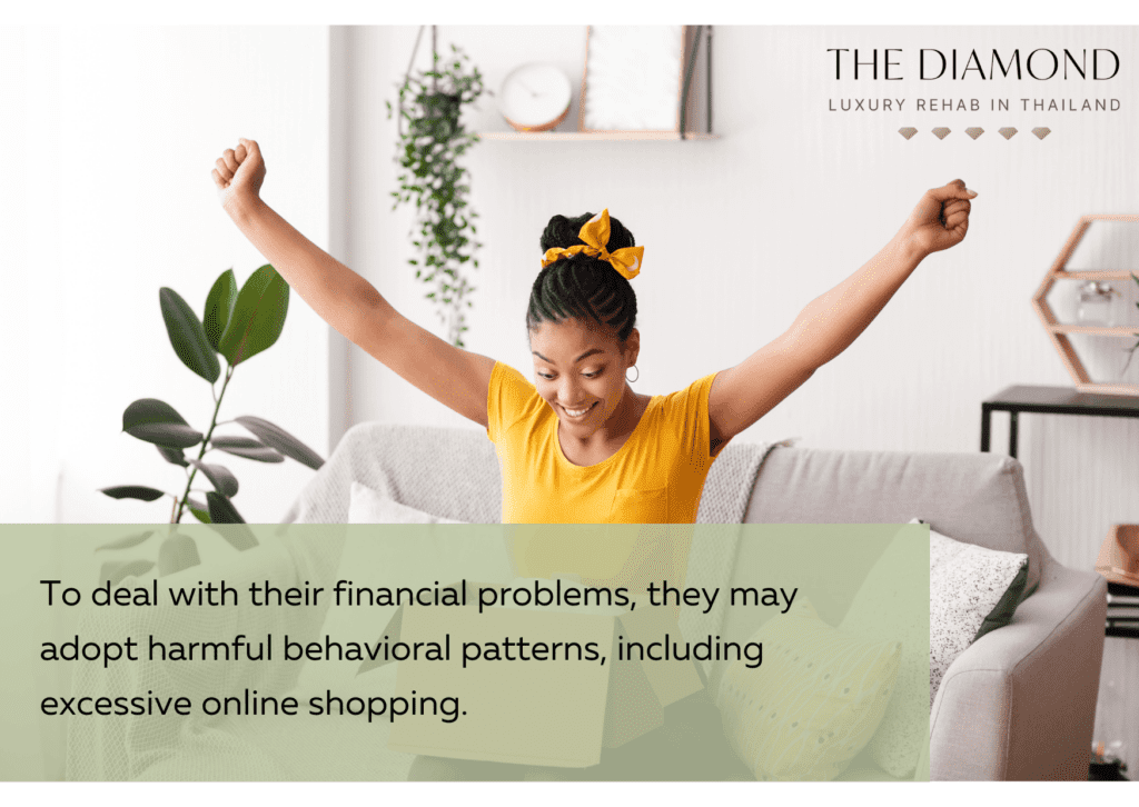 woman after done online shopping.