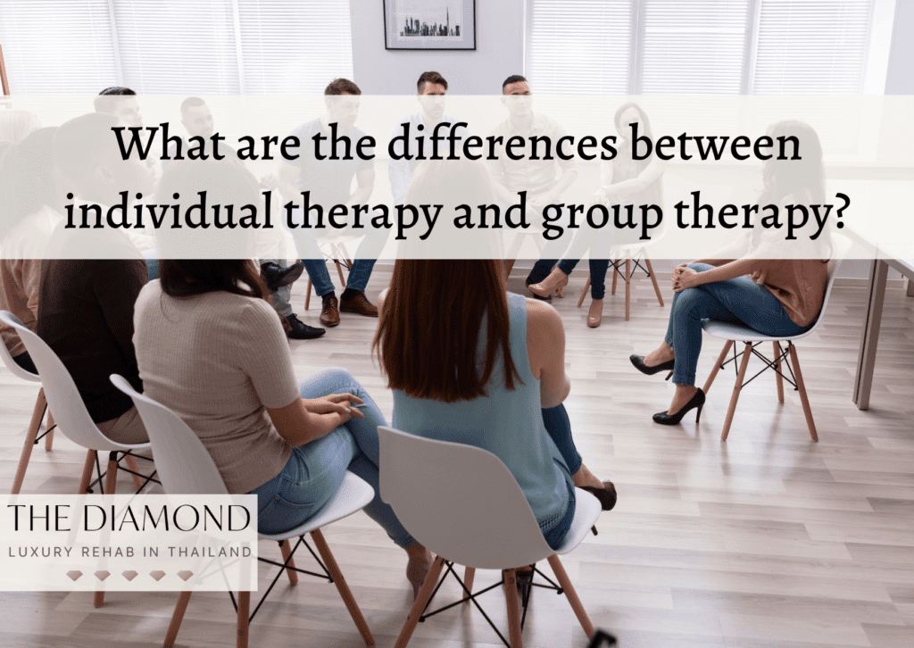 Men and women sitting in a circle for group therapy.