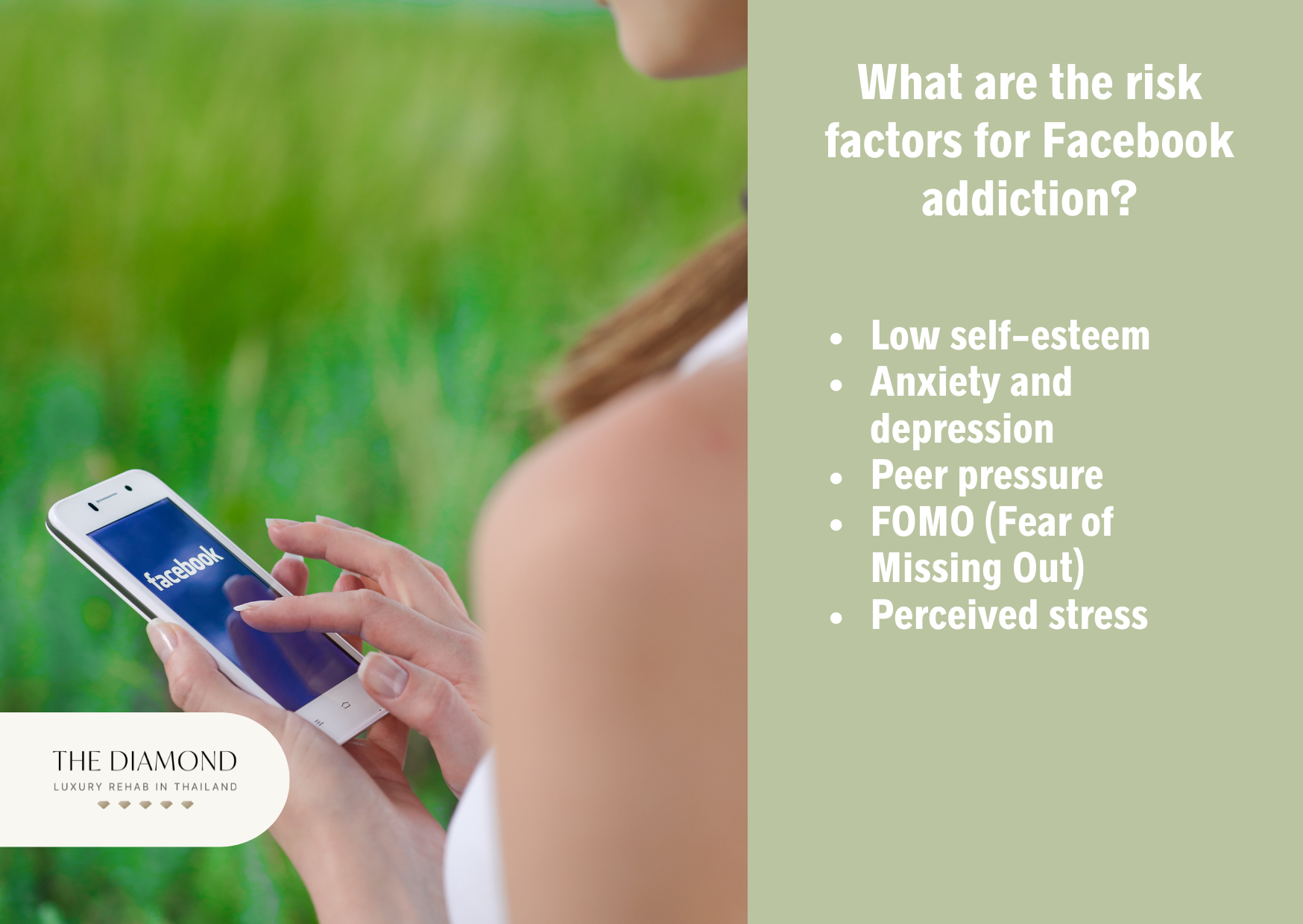 A woman opening facebook on her white phone