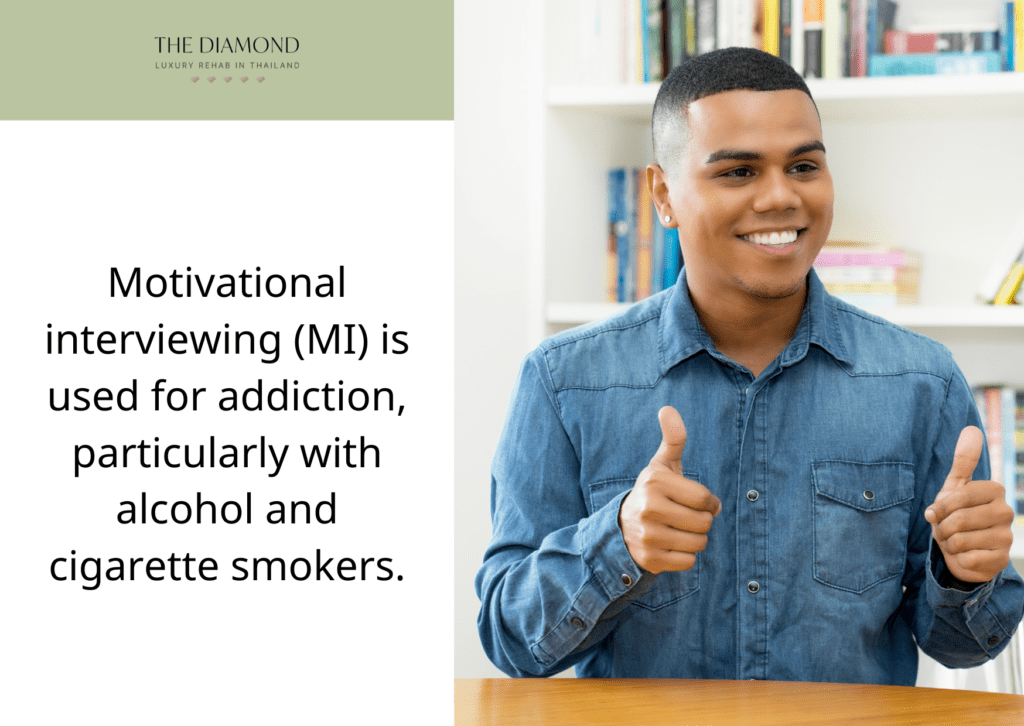 A man smiling after motivational interview.