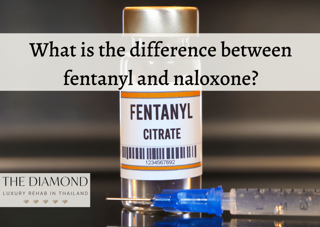A picture of fentanyl injection compared to Naloxone