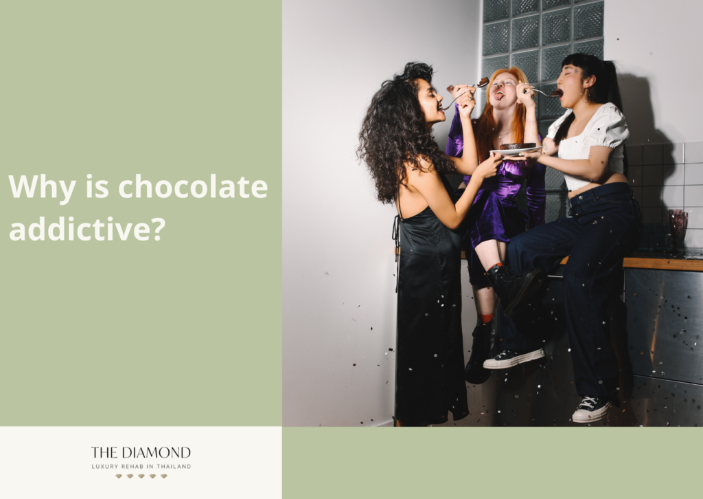 three women eating chocolate