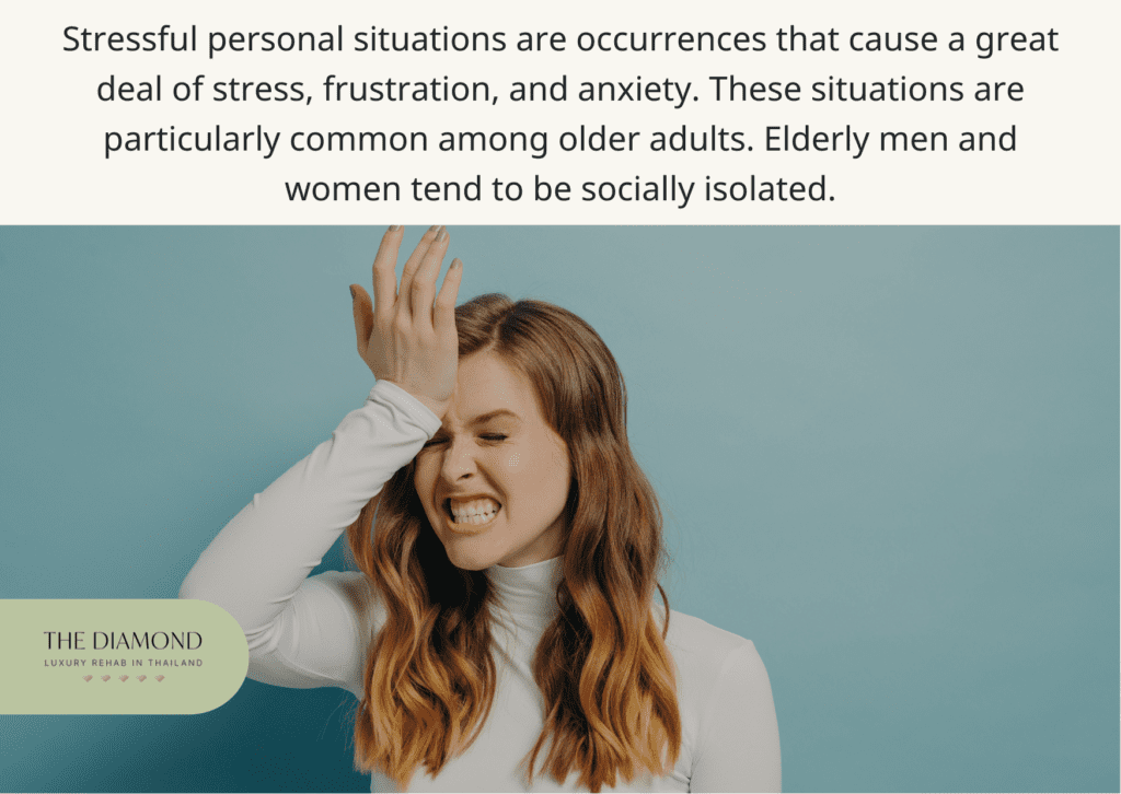 A young woman in stress with right hand on her head