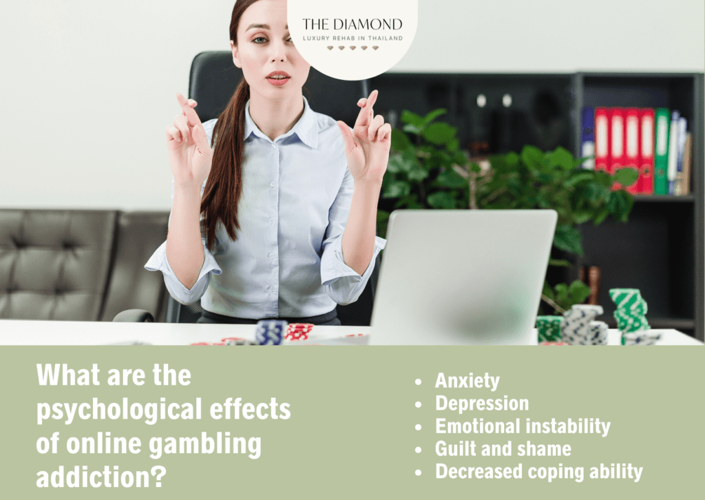 A woman with crossed fingers in office after betting online.