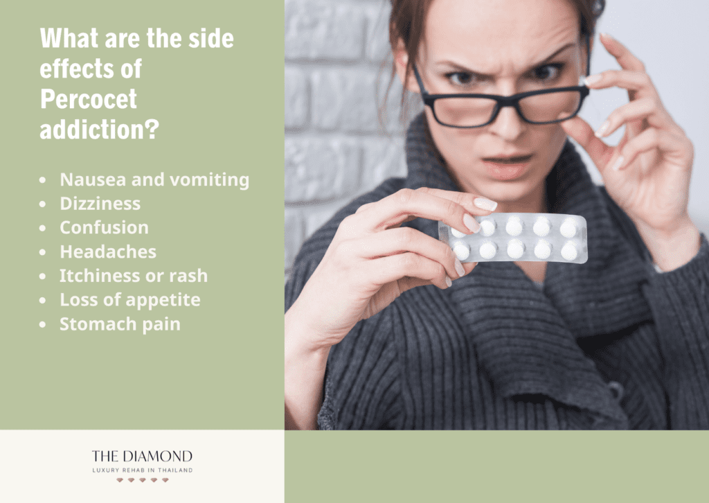 A confused woman looking at the pill.