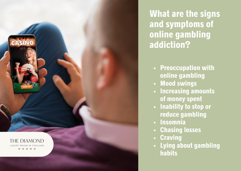 A man playing online casino on his phone.