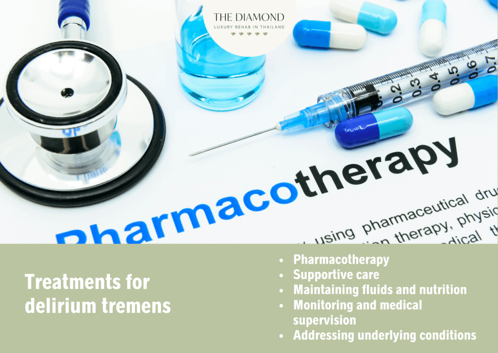 A picture showing treatments of delirium tremens.