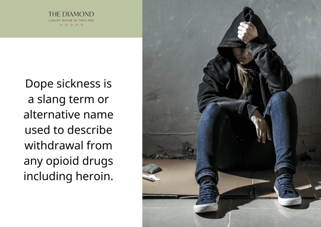 A woman with heroin withdrawal symptom.