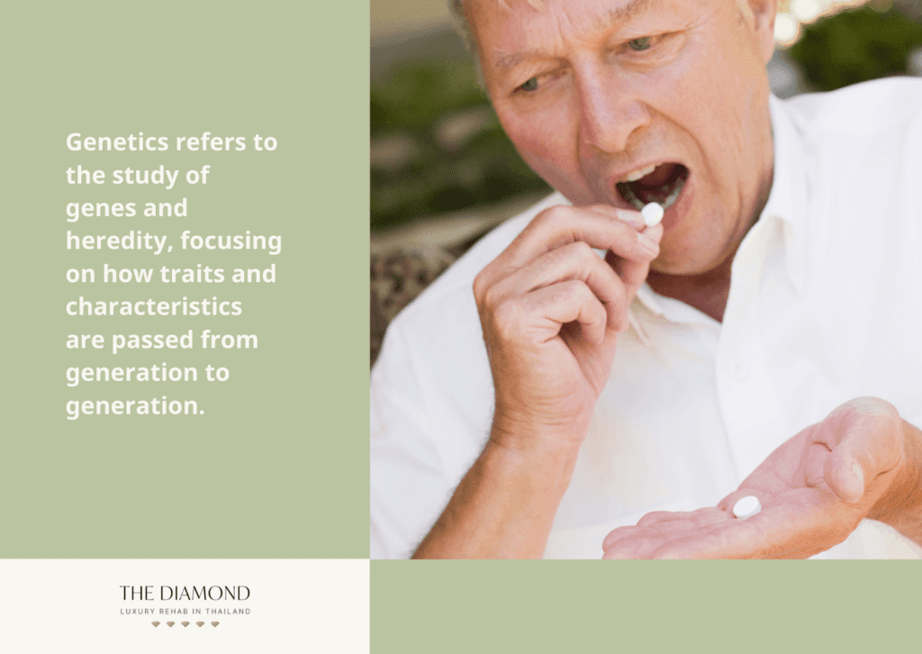 An old man eating pills.