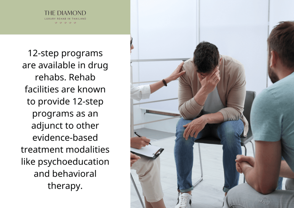 A young man in brown jacket with the therapist in 12 step program.