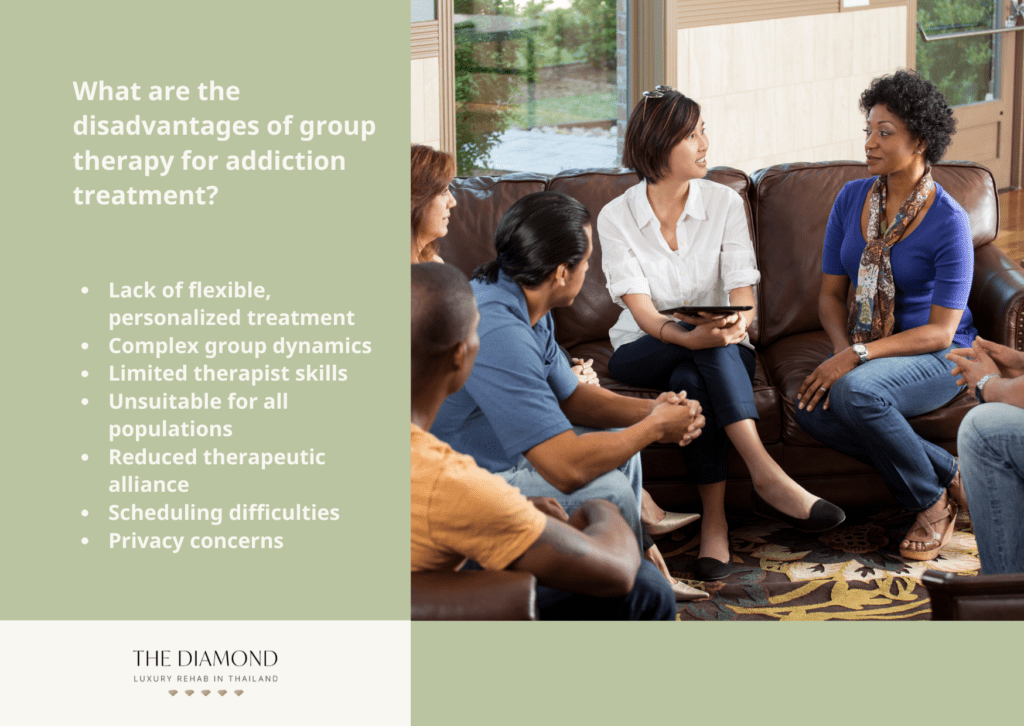 A woman therapist in white top is sitting with group of men and women.