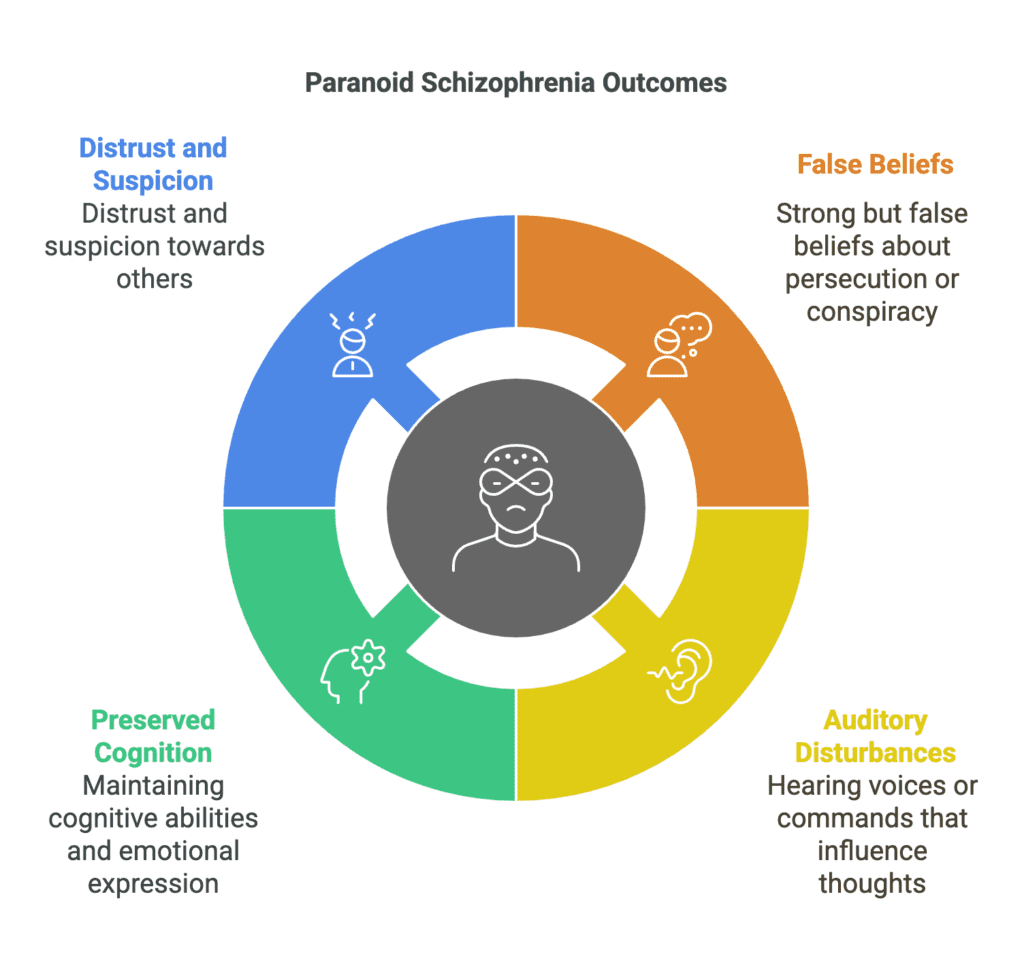 A picture showing paranoid schizophrenia outcomes.