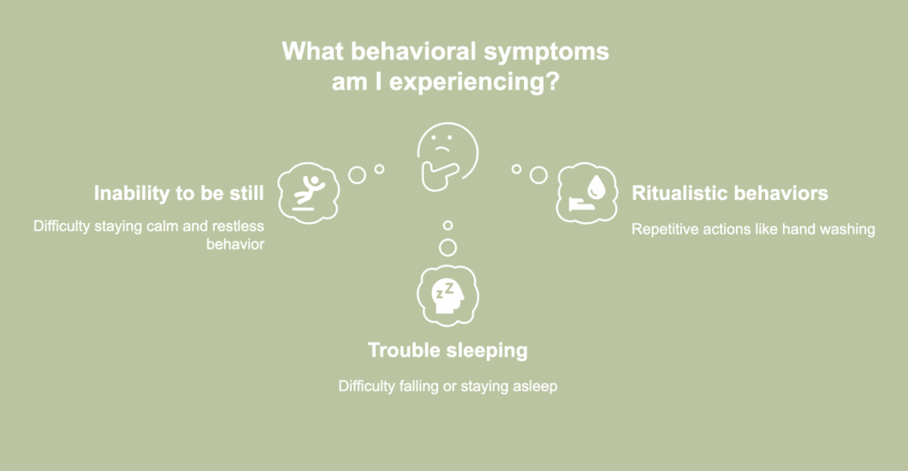 A picture showing behavioral symptoms of anxiety disorder.