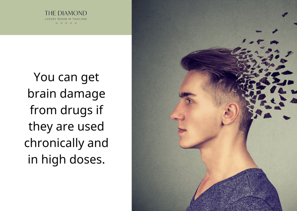 A picture showing brain damage from drugs.