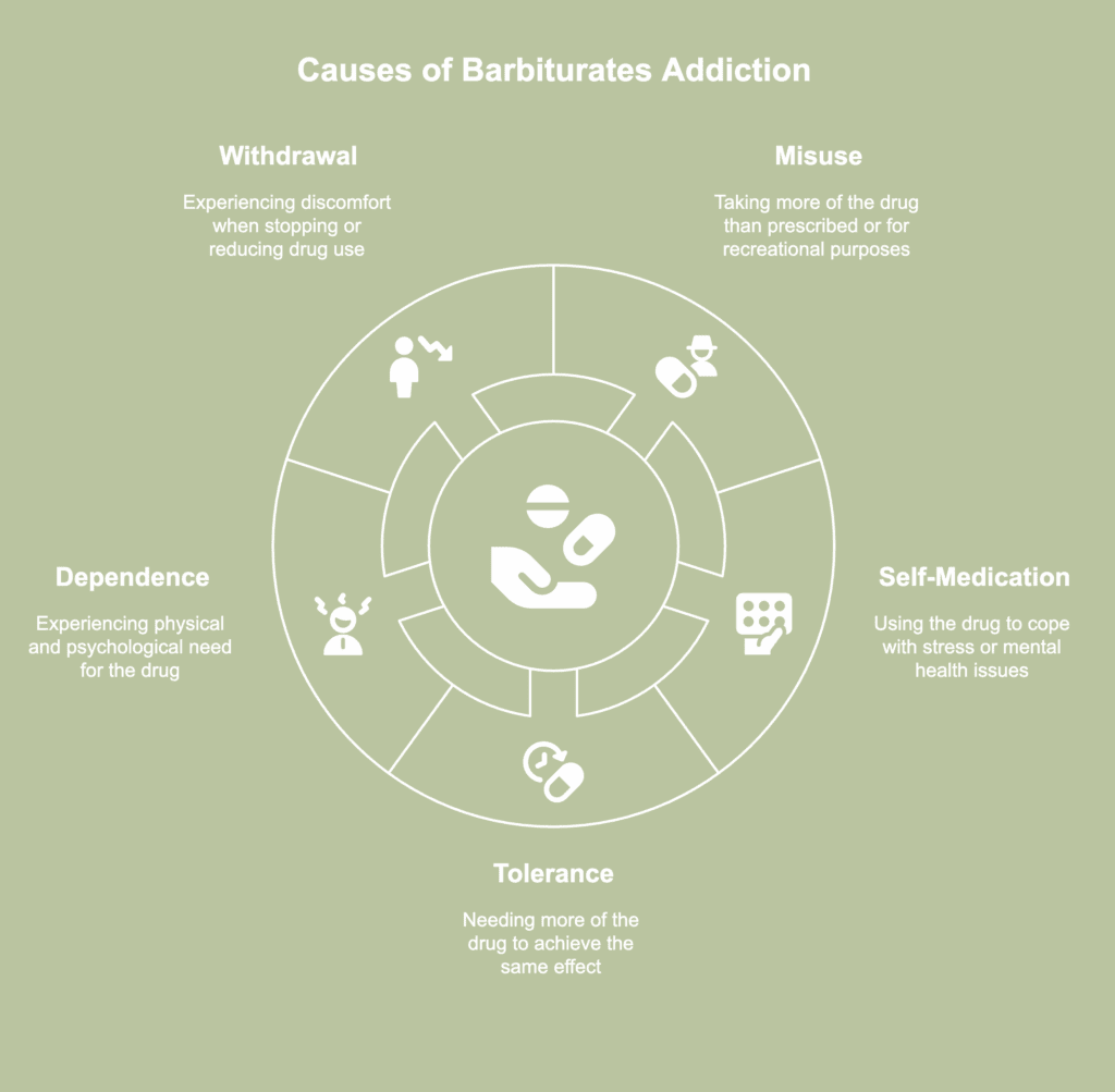 a picture showing causes of barbiturates addiction.