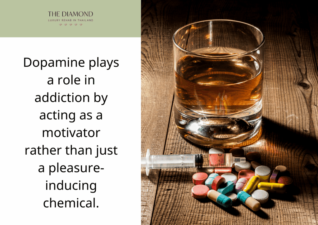 A picture showing drug pills and alcohol.