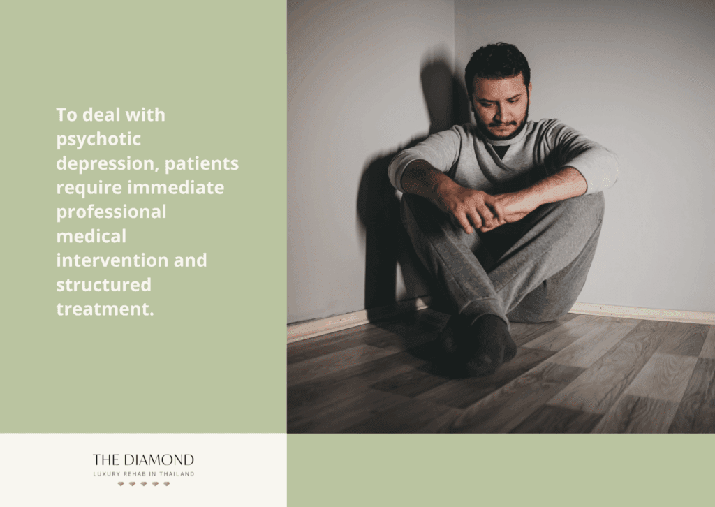 A young male with psychotic depression sitting in the corner of the room.