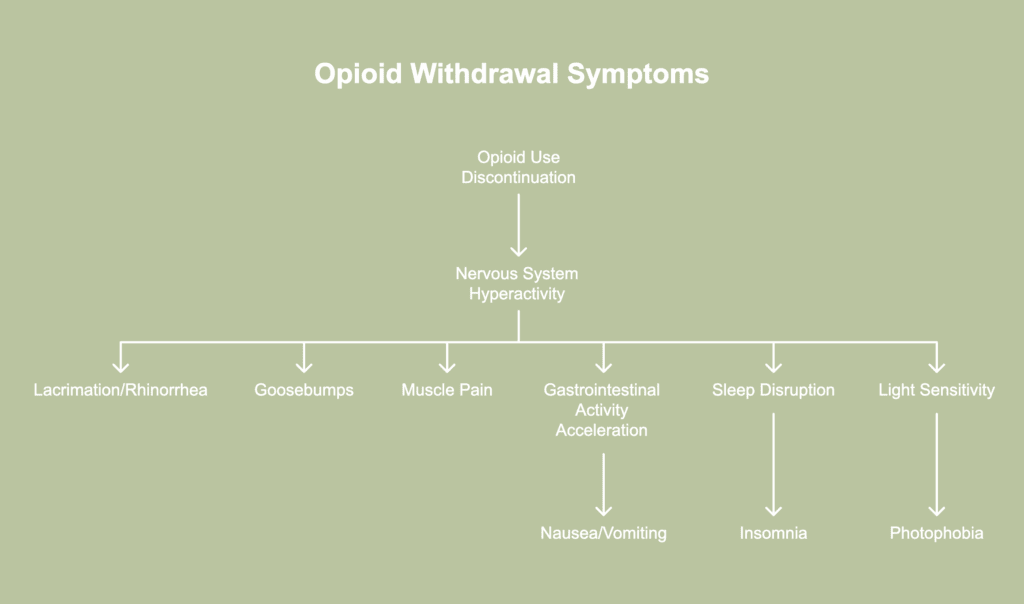 A picture showing opioid addiction withdrawal symptoms.