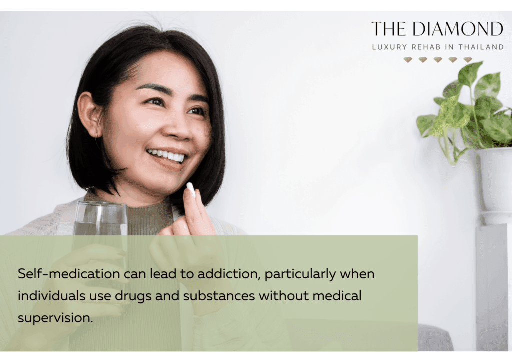 A woman having a white color pill.