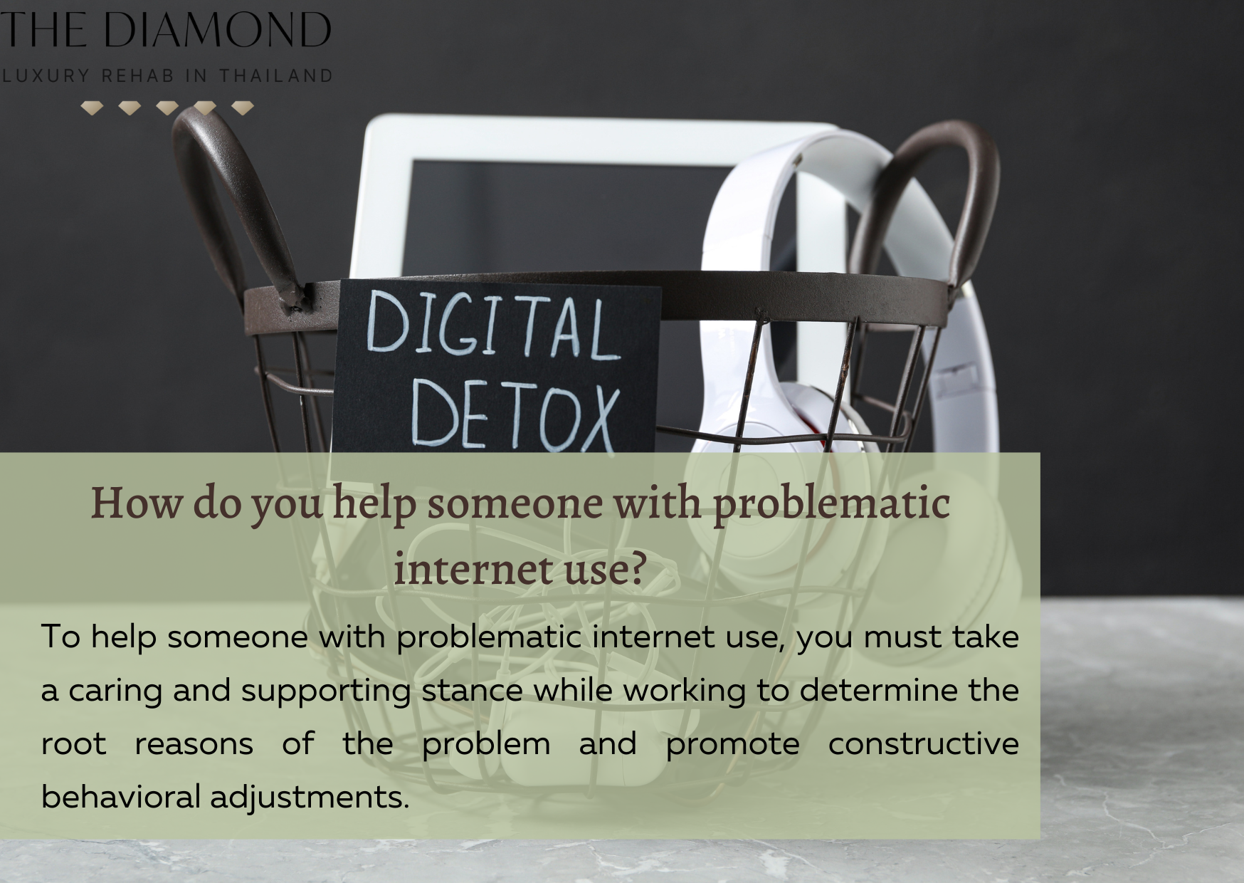 A picture showing Digital detox in the background and how to help someone with problematic internet use.