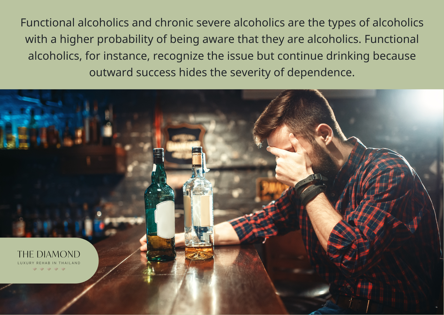 A young man with bottles of whiskey.