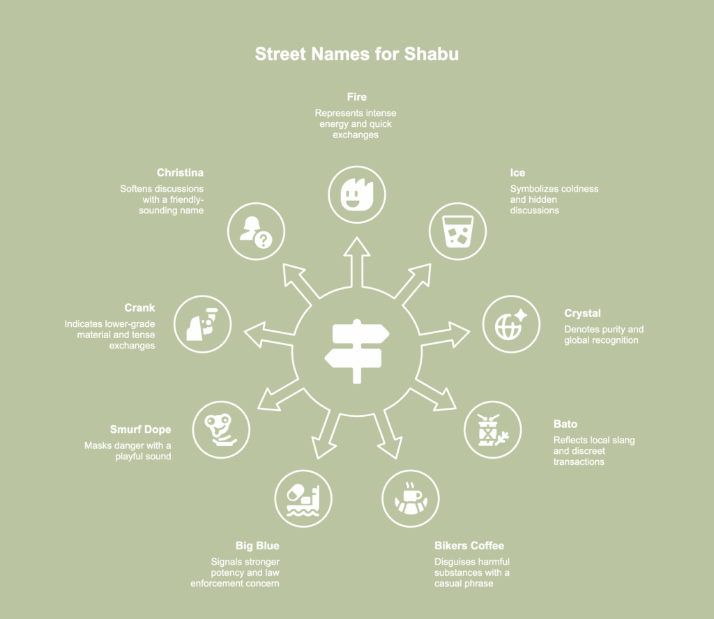 A picture showing street names of shabu drugs.