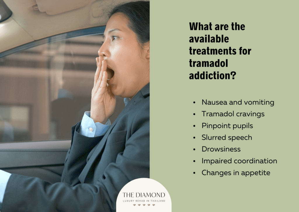 A woman driving car feeling drowsiness.