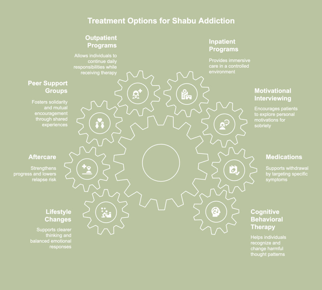 An illustrative picture showing treatment options for shabu addiction.