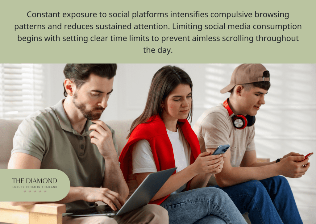 A group of men and woman using internet on phone and laptop.