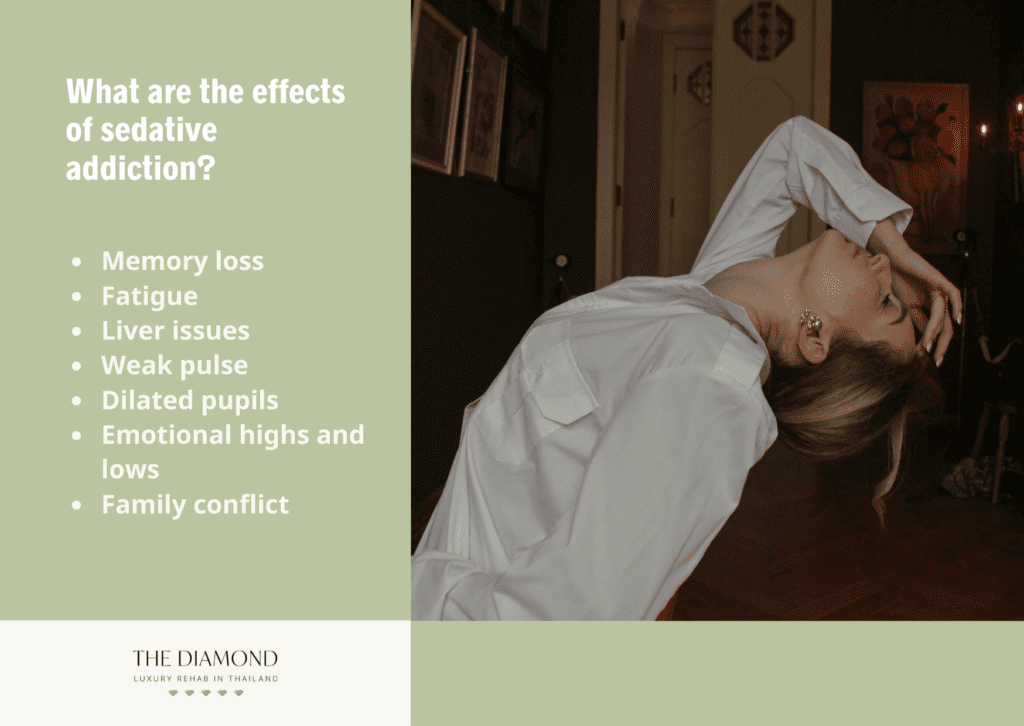 A woman with memory loss showing effect of sedative addiction.
